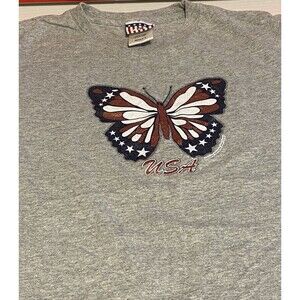 SO Vintage y2k Womens L Sonoma Butterfly Top USA Glitter Graphic Fitted T-Shirt
